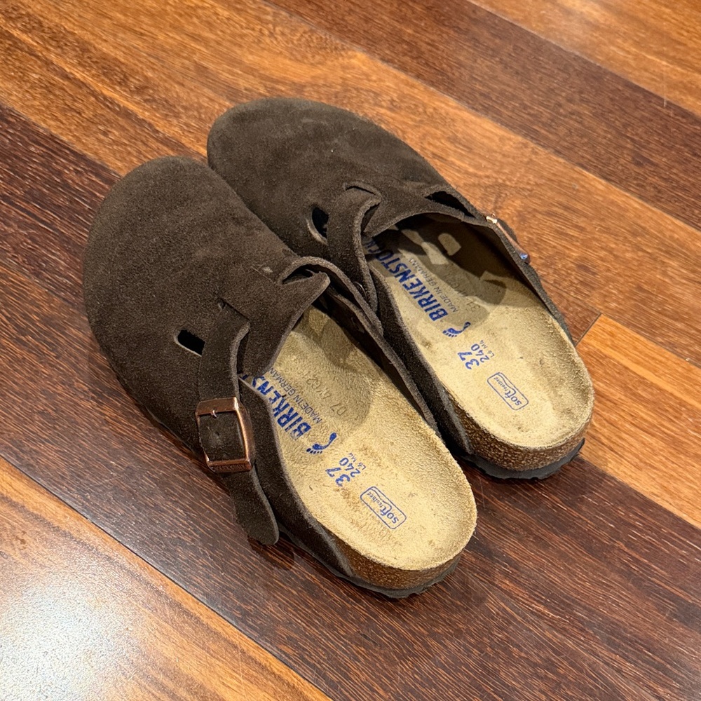 Birkenstock Dark Brown Suede Clogs